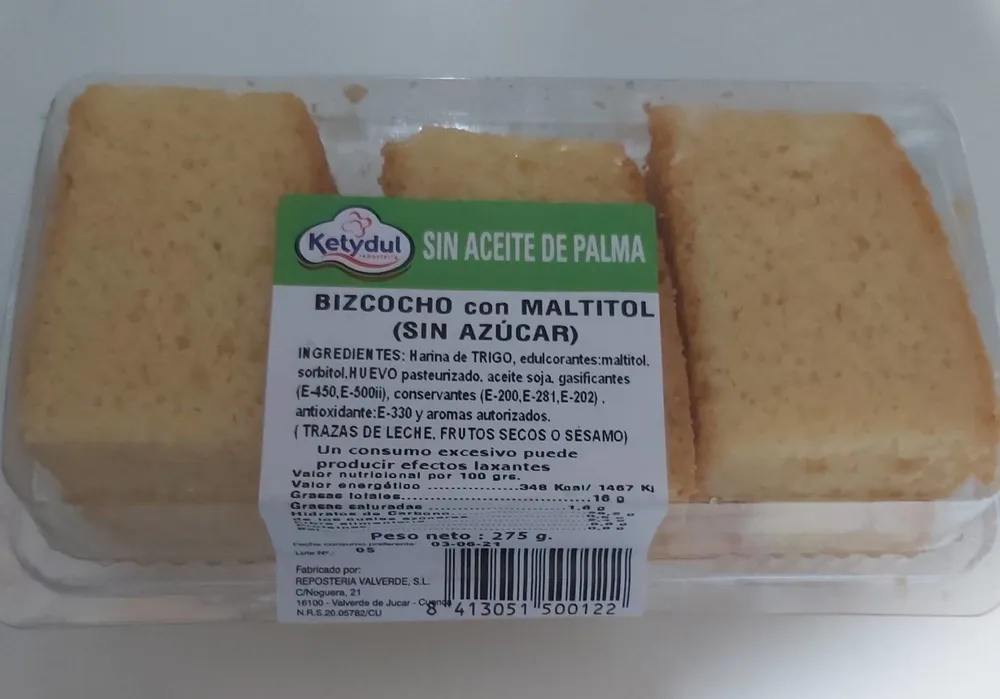 Bizcocho con maltitol (sin azúcar)
