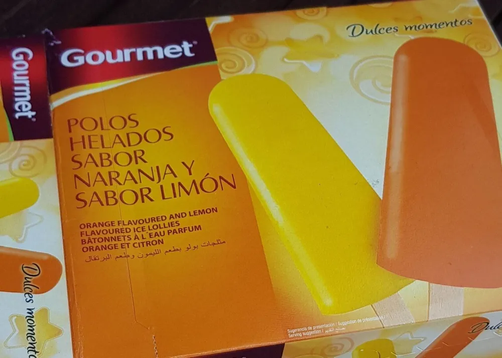 Polos helados sabor naranja y sabor limon