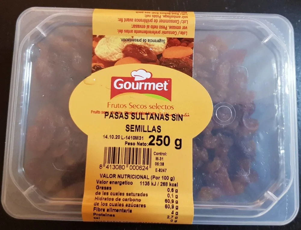 Pasas sultanas sin semillas