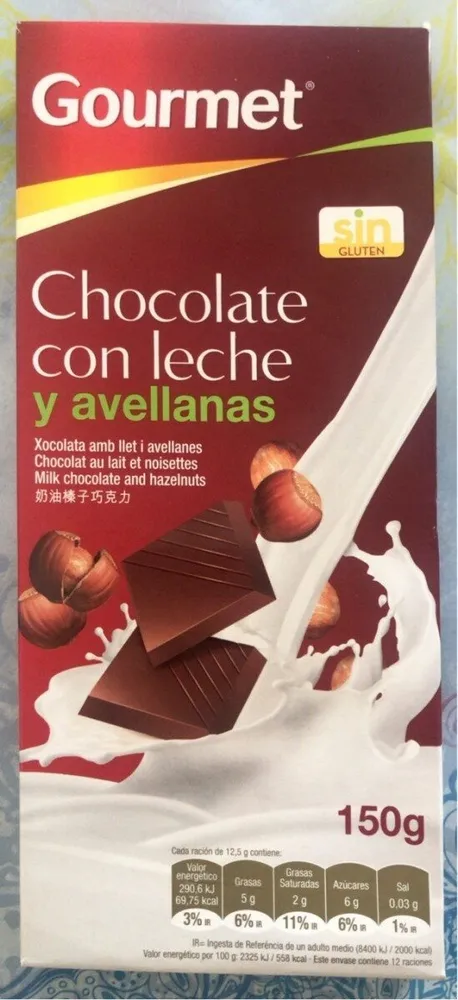 Chocolate con leche y avellanas