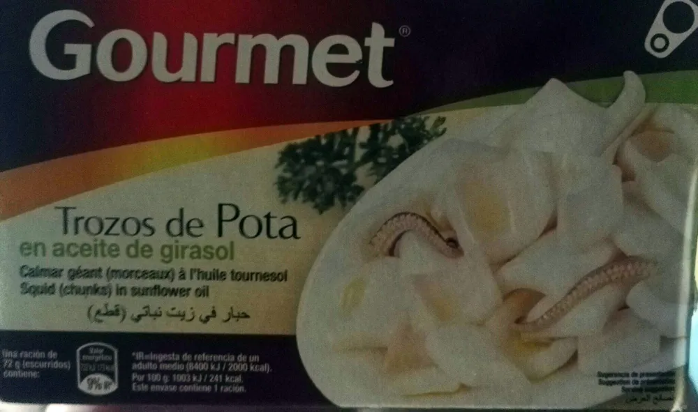 Trozos de Pota en aceite de girasol