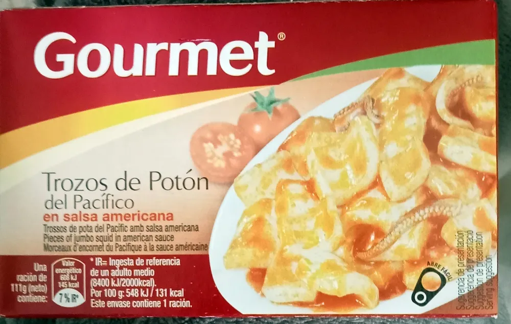 Trozos de Potón del Pacífico en salsa americana