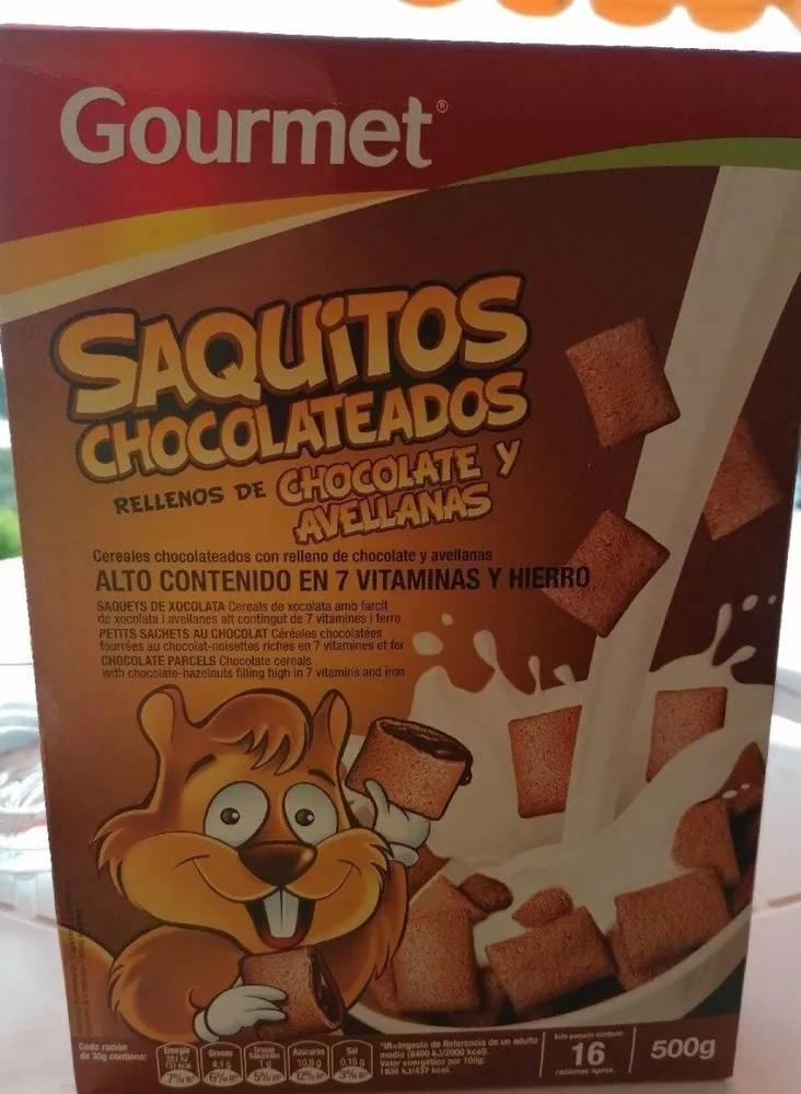 Saquitos chocolateados de chocolate y avellanas