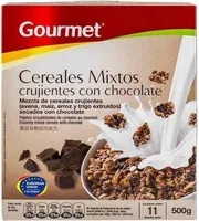 Cereales mixtos crujientes con chocolate