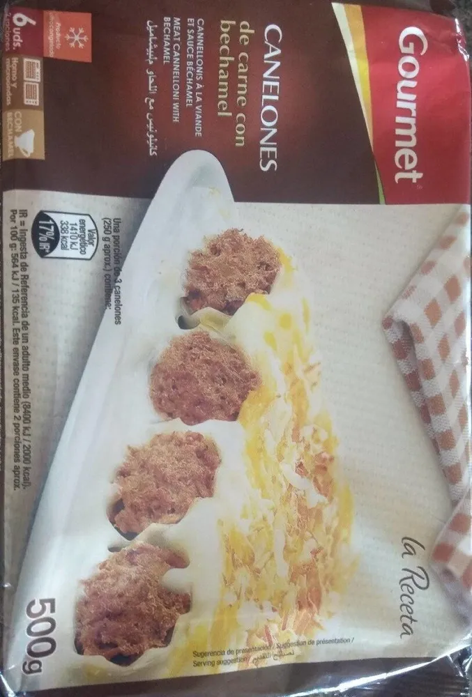 Canelones de carne con bechamel