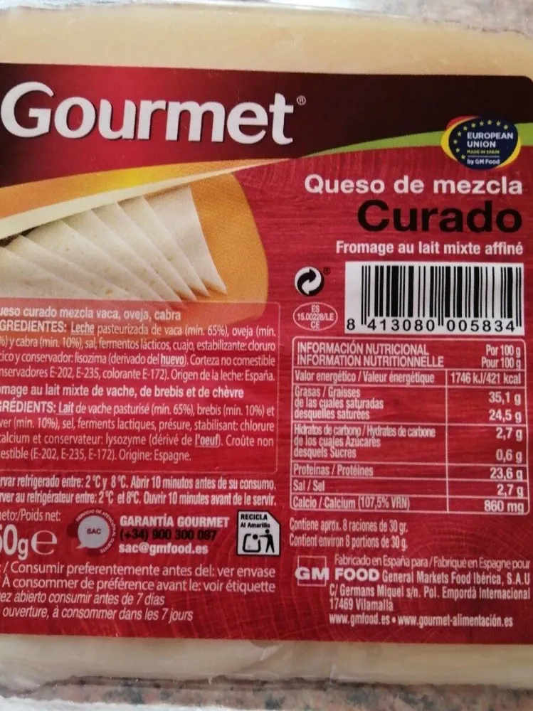 Queso de mezcla curado