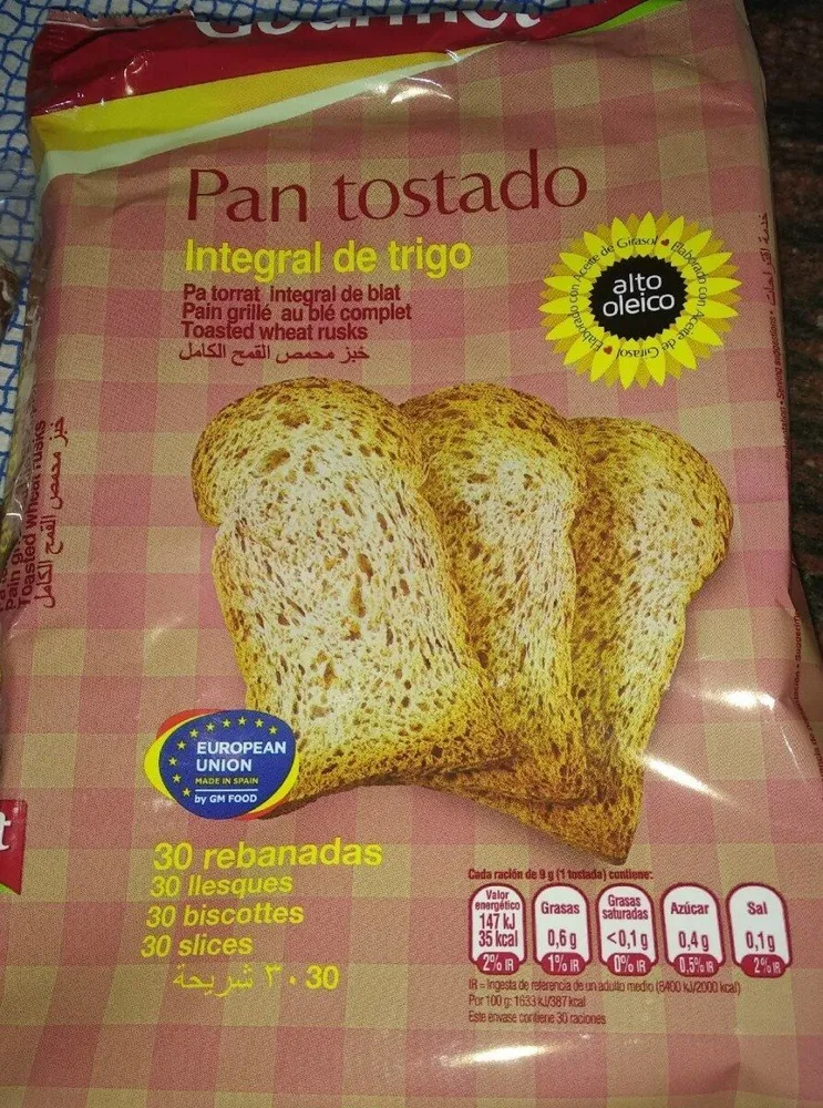 Pan tostado integral