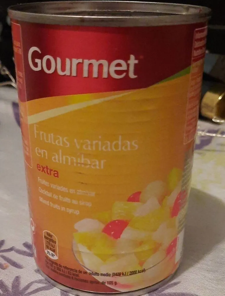 Frutas variadas en almíbar