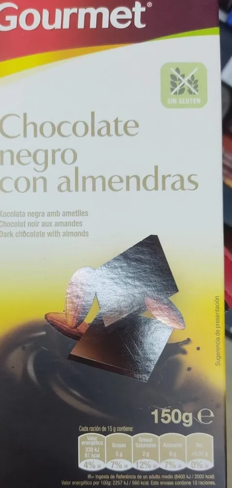 Chocolate negro con almendras