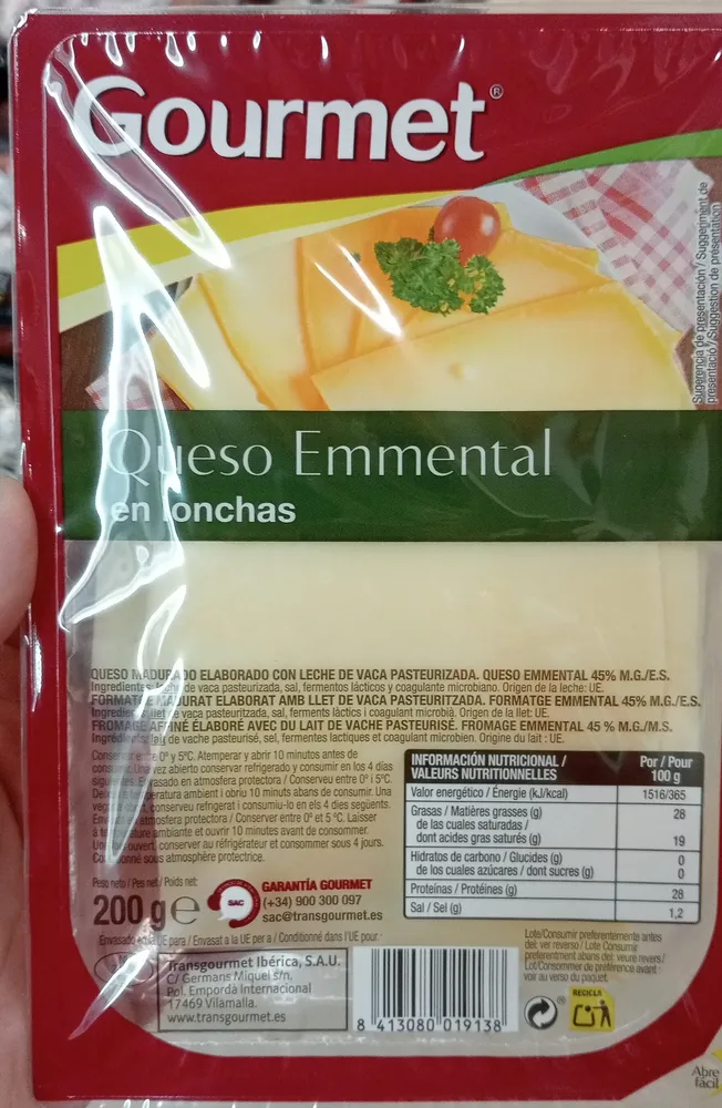 Queso Emmental en lonchas
