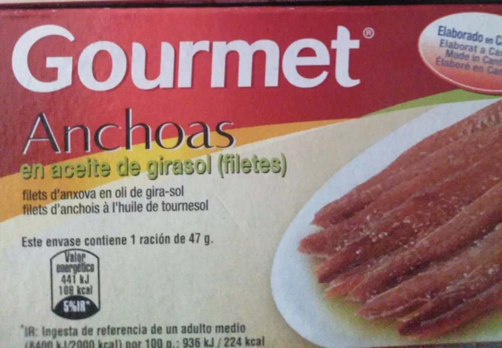 Anchoas en aceite de girasol (filetes)
