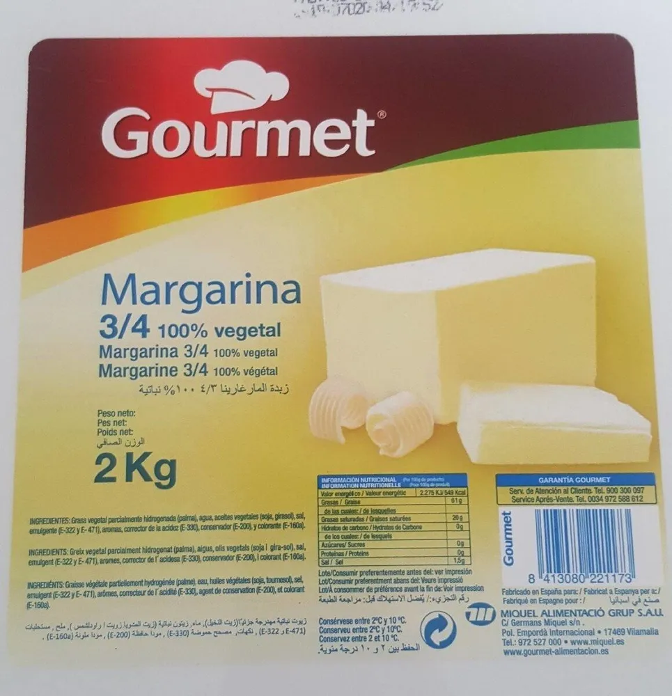 Margarina 3/4 100% vegetal