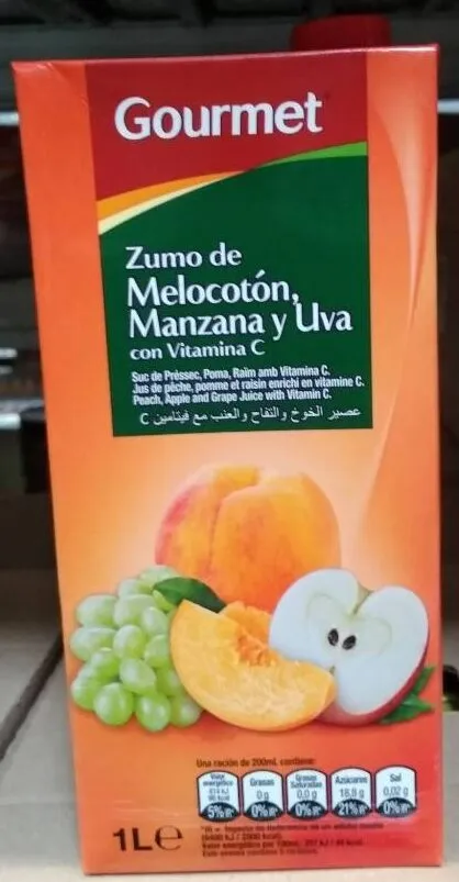 zumo de melocoton manzana y uva