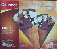 Conos sabor a vainilla y chocolate
