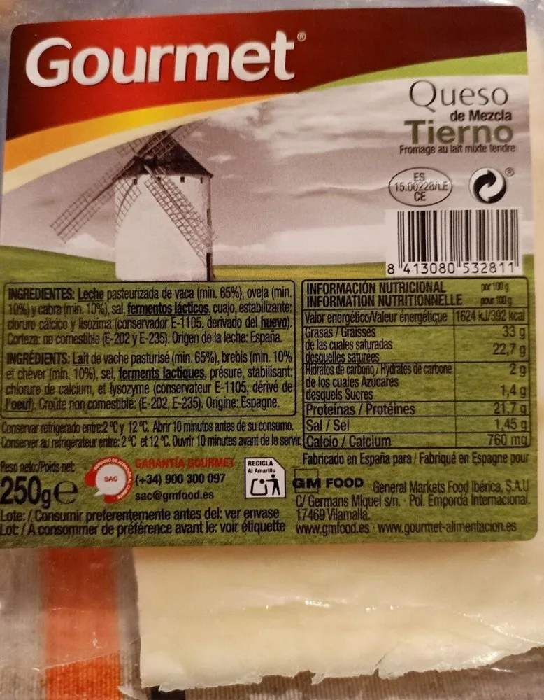 Queso  de mezcla tierno