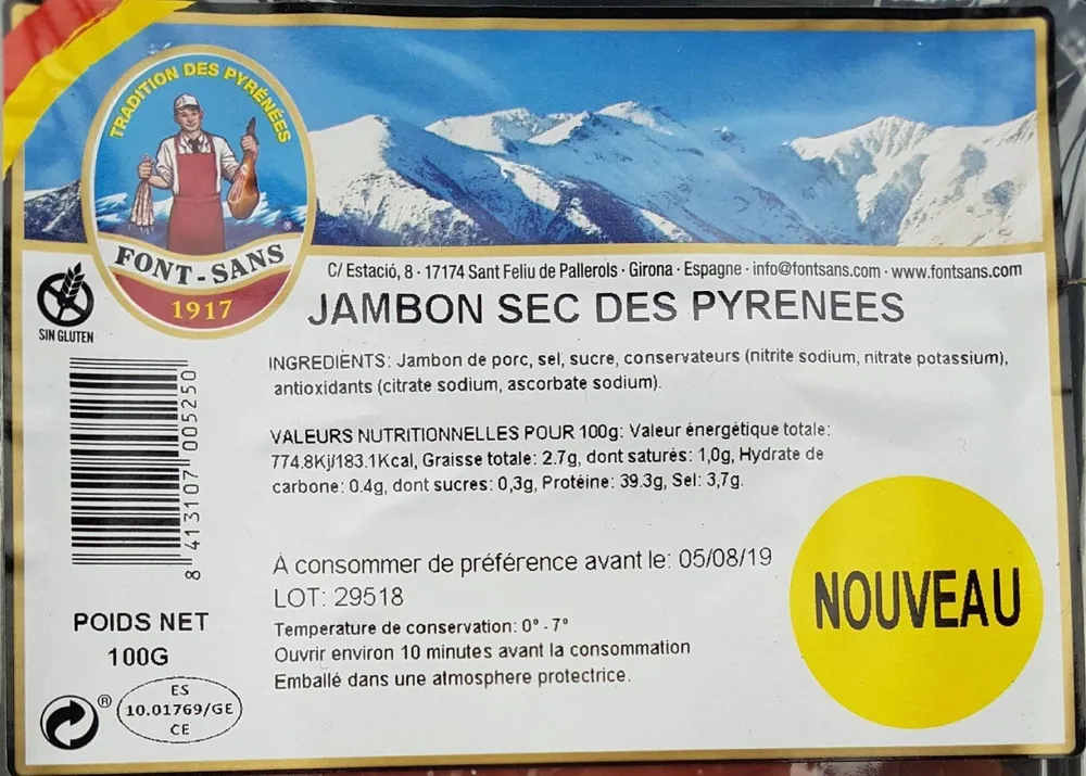 Jambon sec des Pyrénées