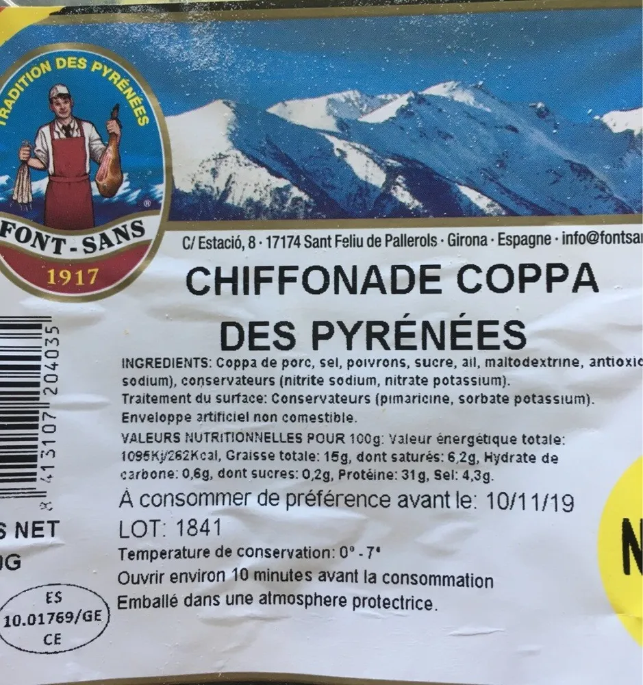 Chiffonade coppa des pyrénées