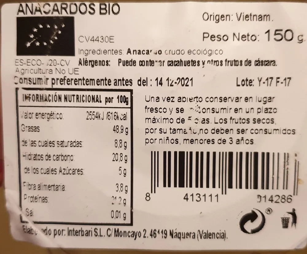 Anacardos bio