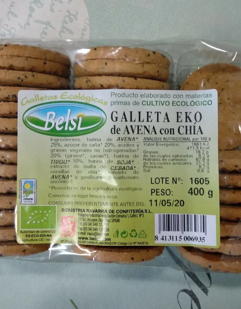 Galletas EKO de avena con chía
