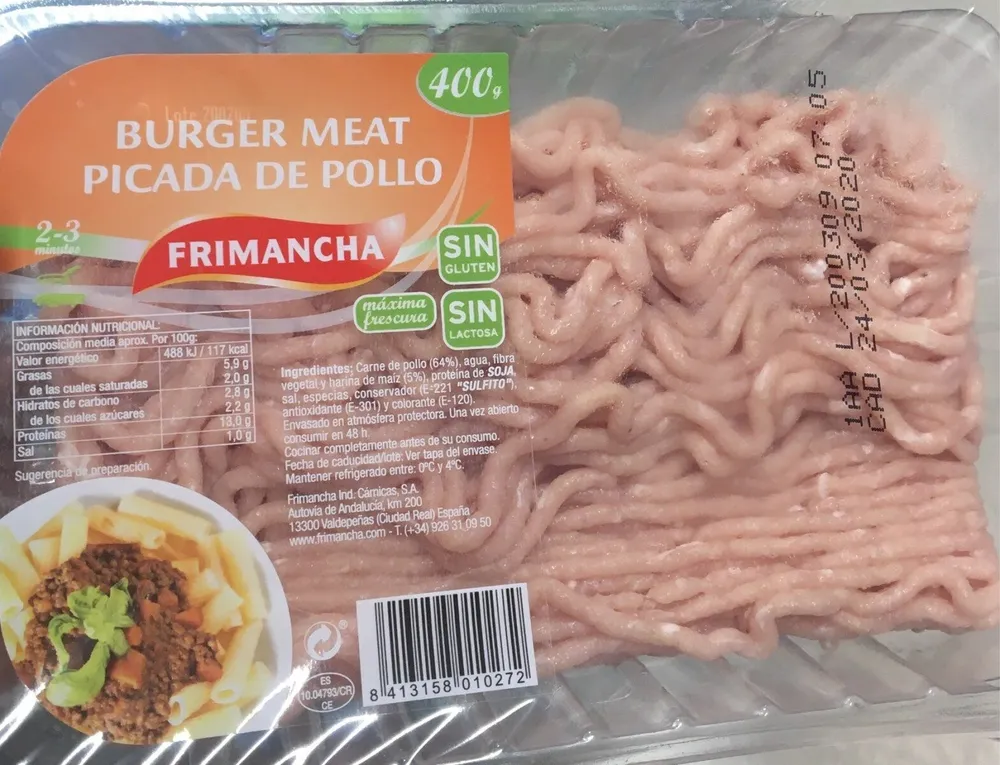 Burger meat picada de pollo