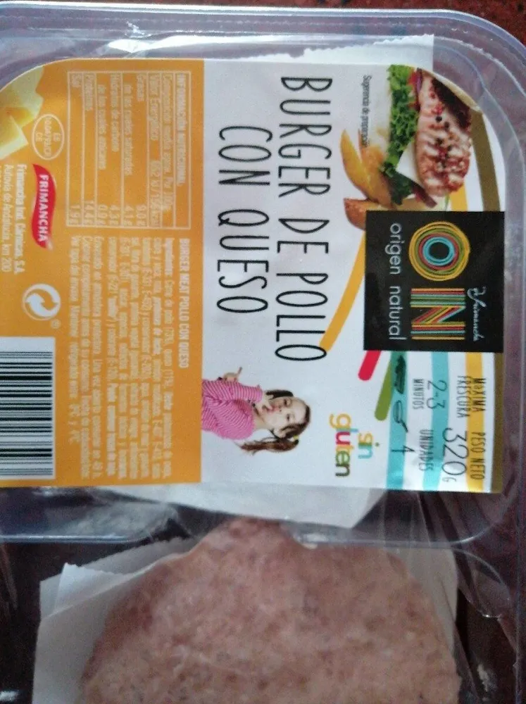 Burguer de pollo con queso