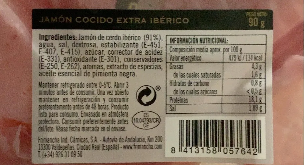 Jamón cocido ibérico extra