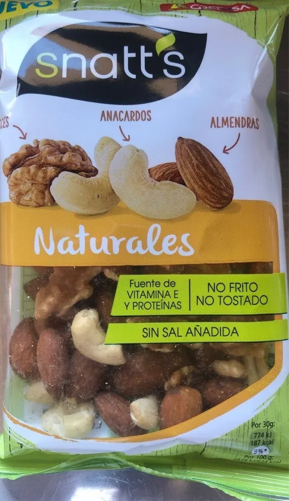 Snatt's Mezcla de almendras con piel, nueces y anacardos bolsa 110 g