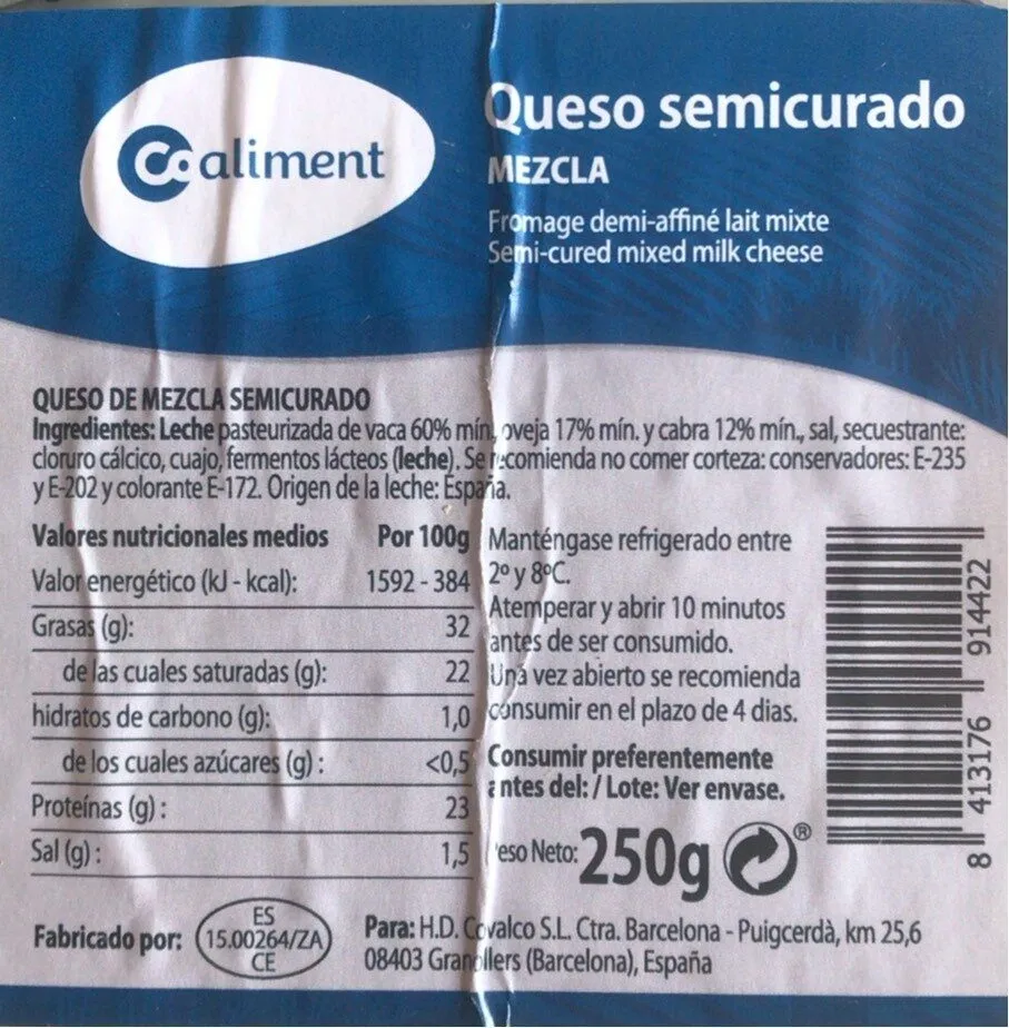 Queso semicurado mezcla