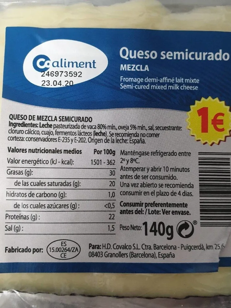 Queso semicurado mezcla