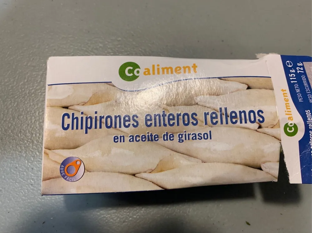 Chipirones enteros rellenos en aceite de girasol