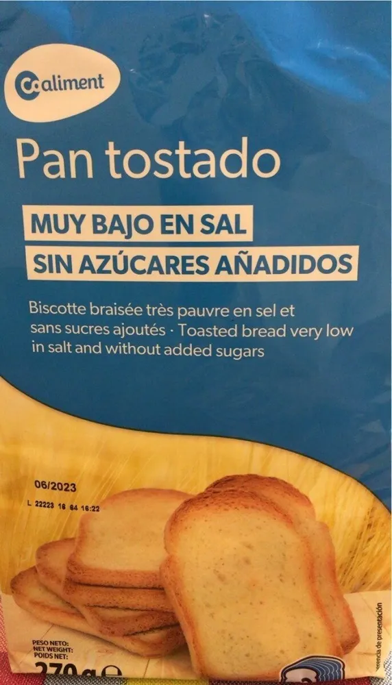 Pan tostado bajo en sal