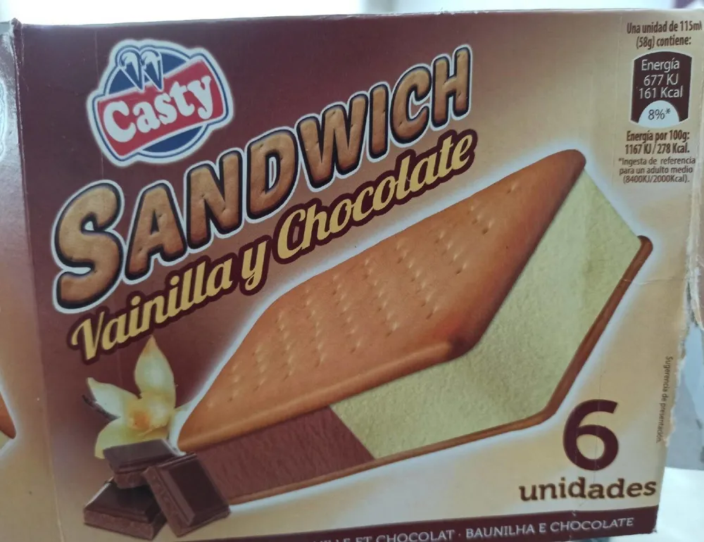 Sándwich vainilla y chocolate