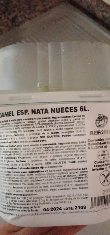Helado granel nata nueces 6L