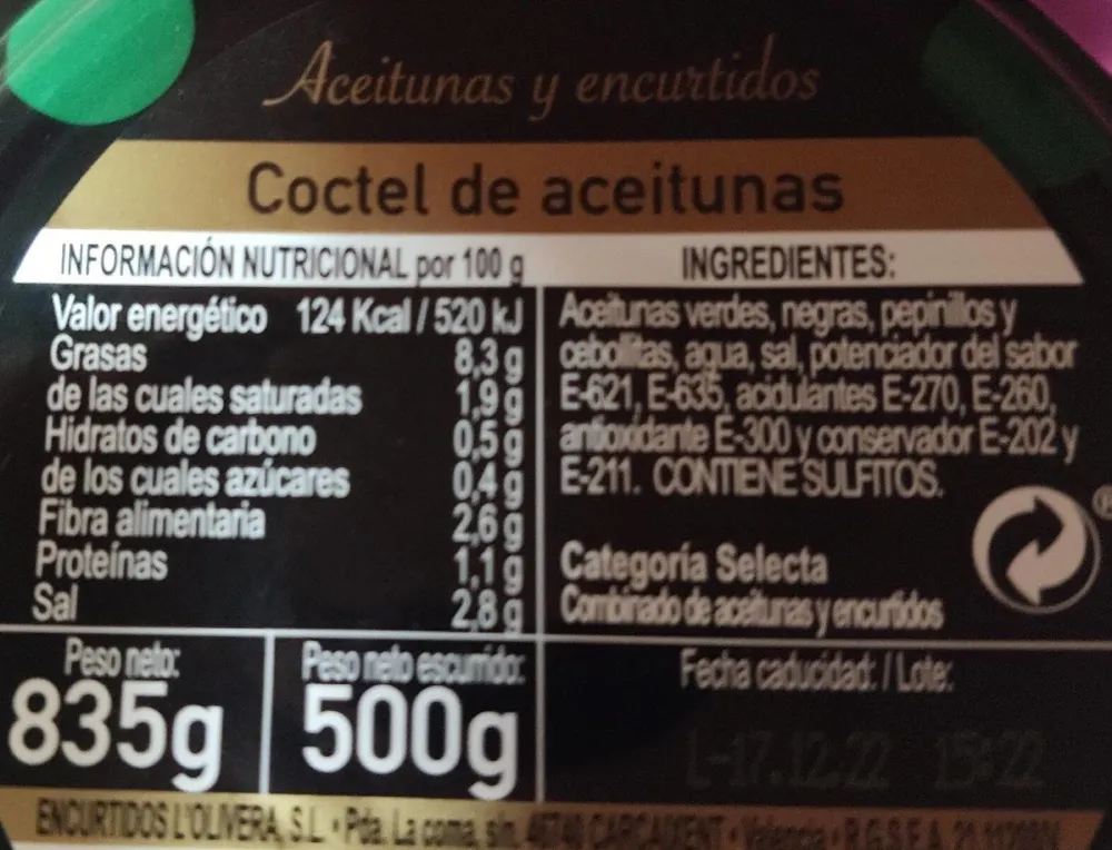 Coctel de aceitunas