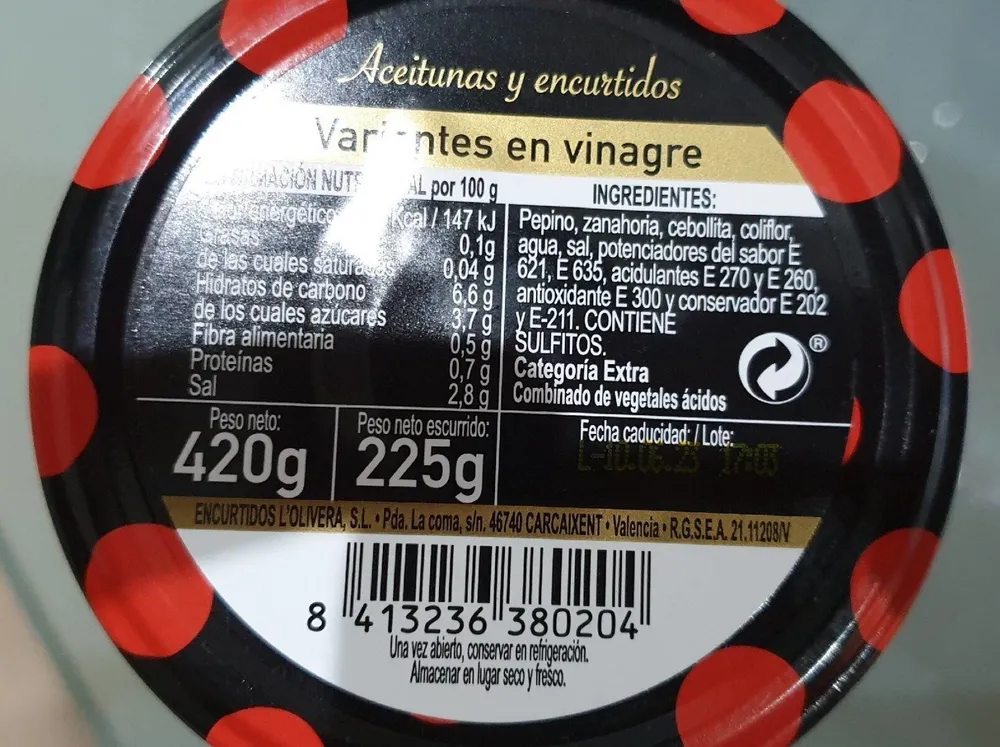 Encurtidos variante vinagre