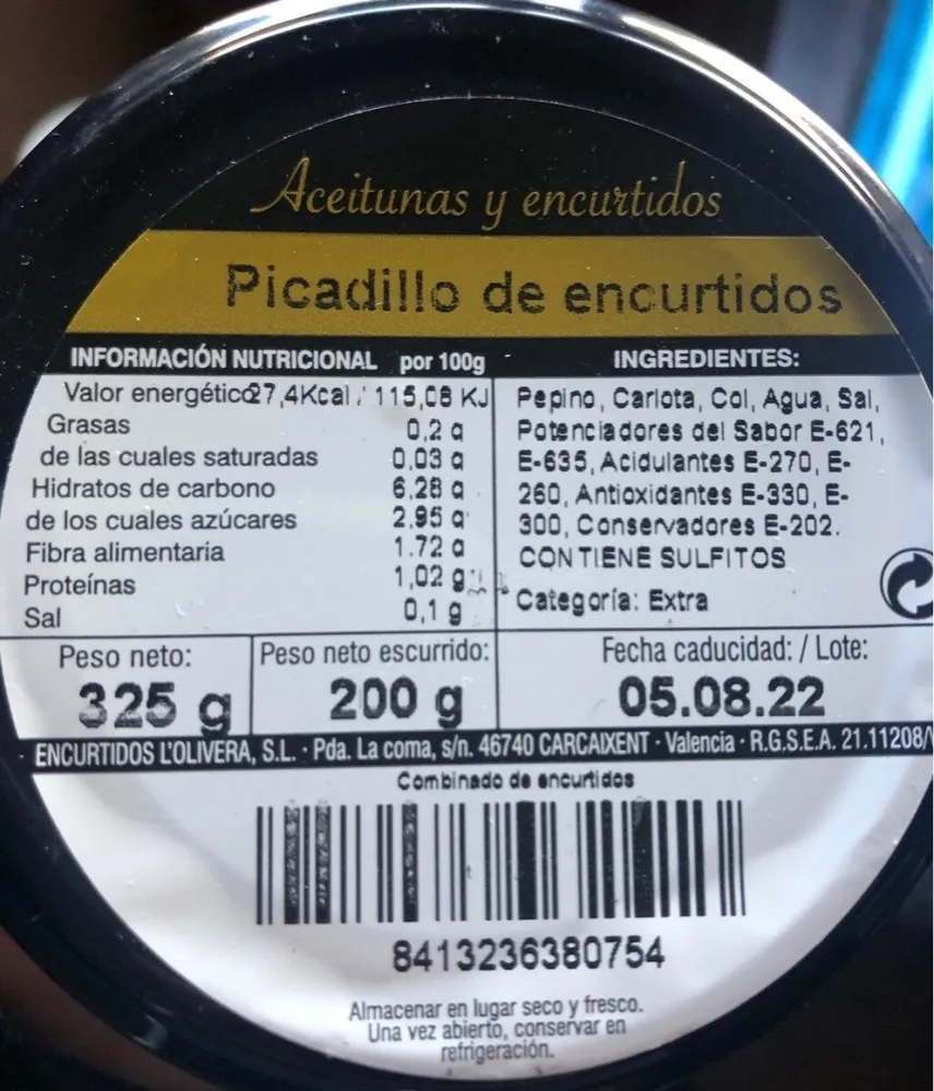 Picadillos de encurtidos