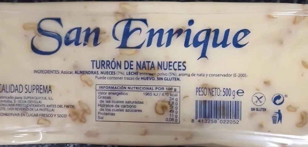 Turrón Nata Nueces