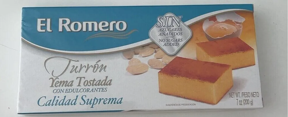 Turrón Yema Tostada con edulcorantes