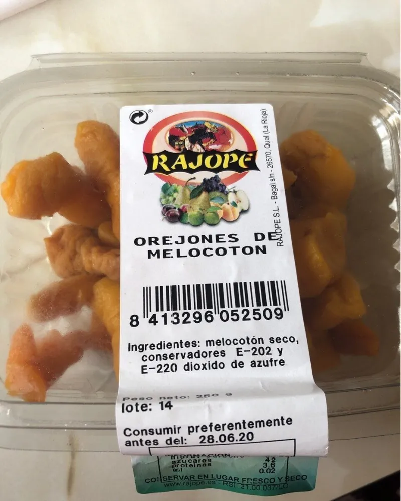 Orejones de melocotón
