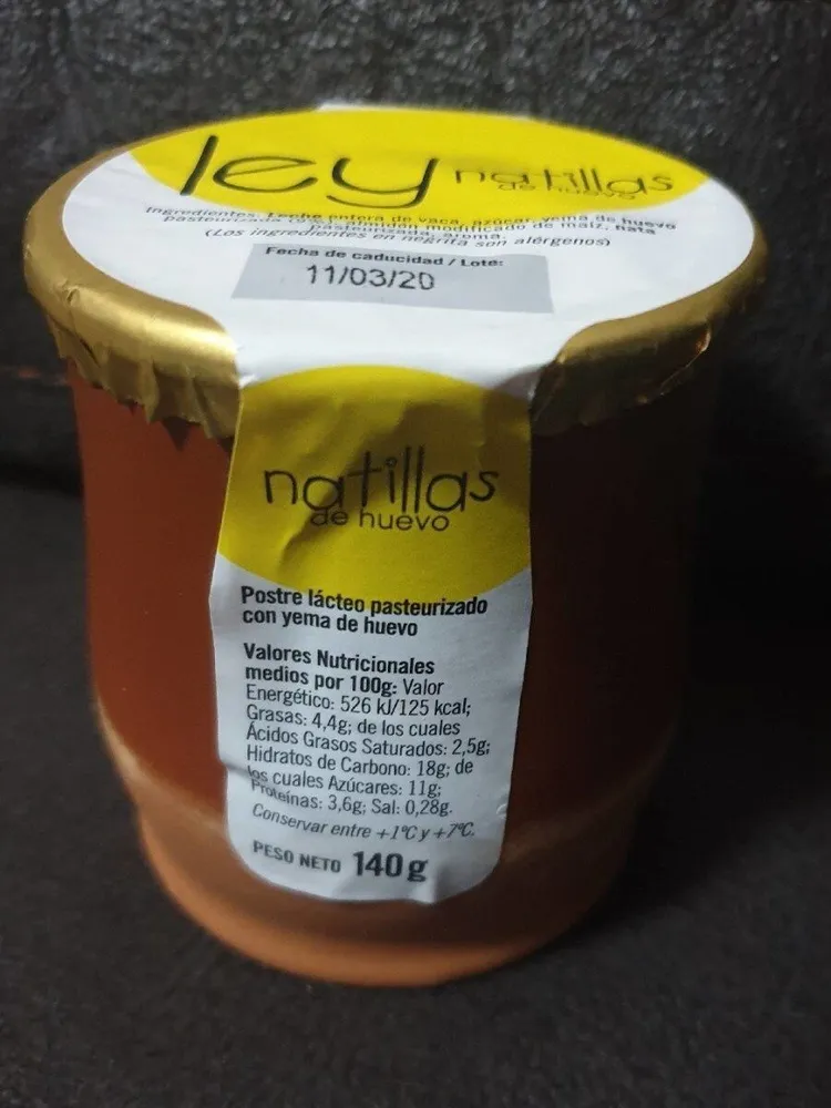 Ley natillas de huevo
