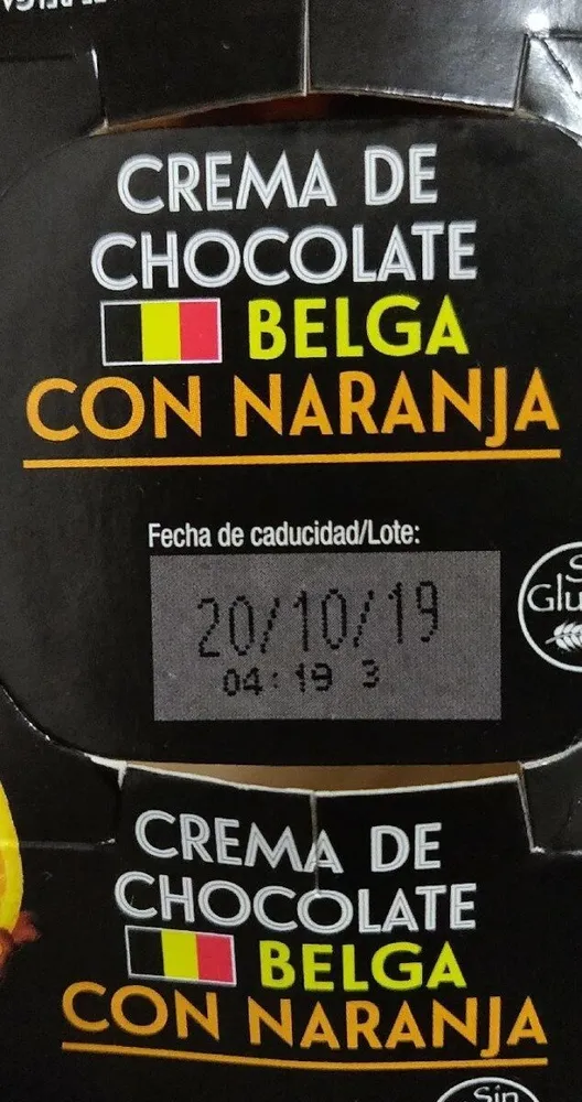 Crema de chocolate belga con naranja