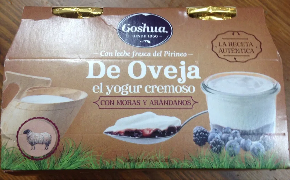 Yogur cremoso con leche de oveja con moras y arándanos