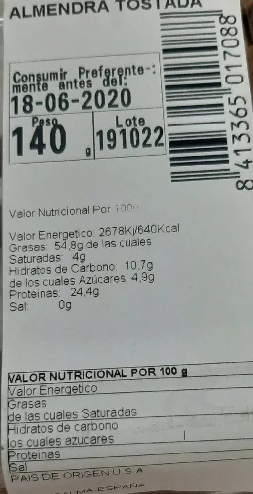 Almendra tostada
