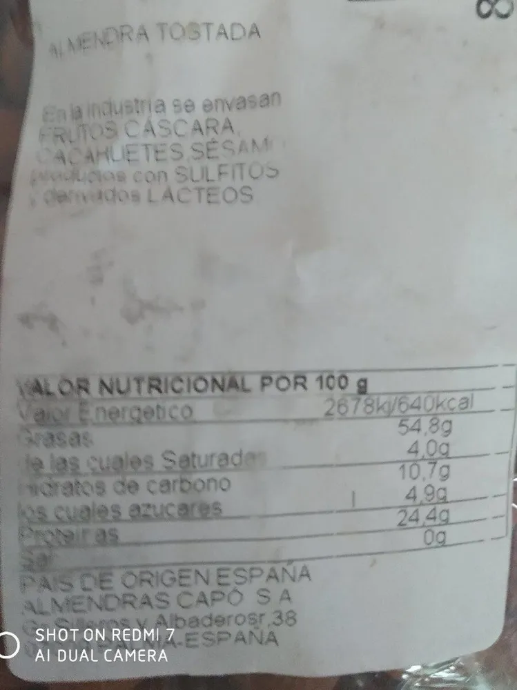 Almendra tostada