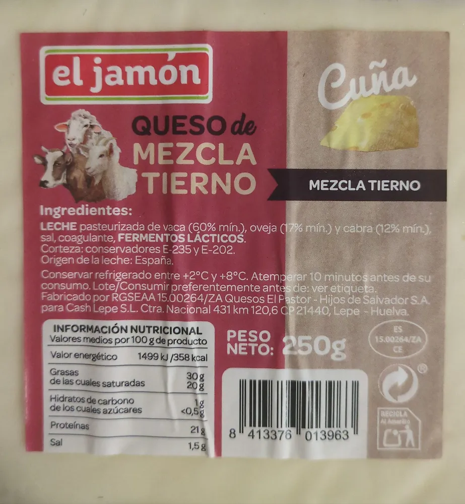 Queso mezcla tierno