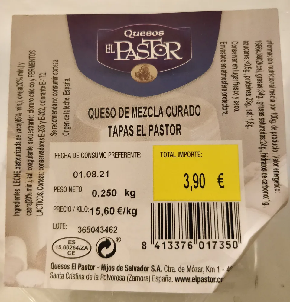 Queso de mezcla curado