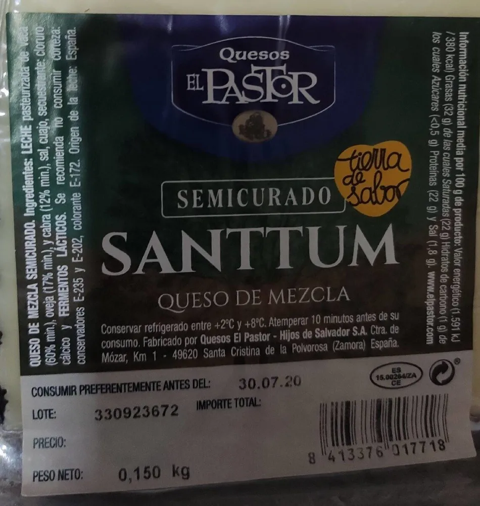 Queso semicurado mezcla Santtum