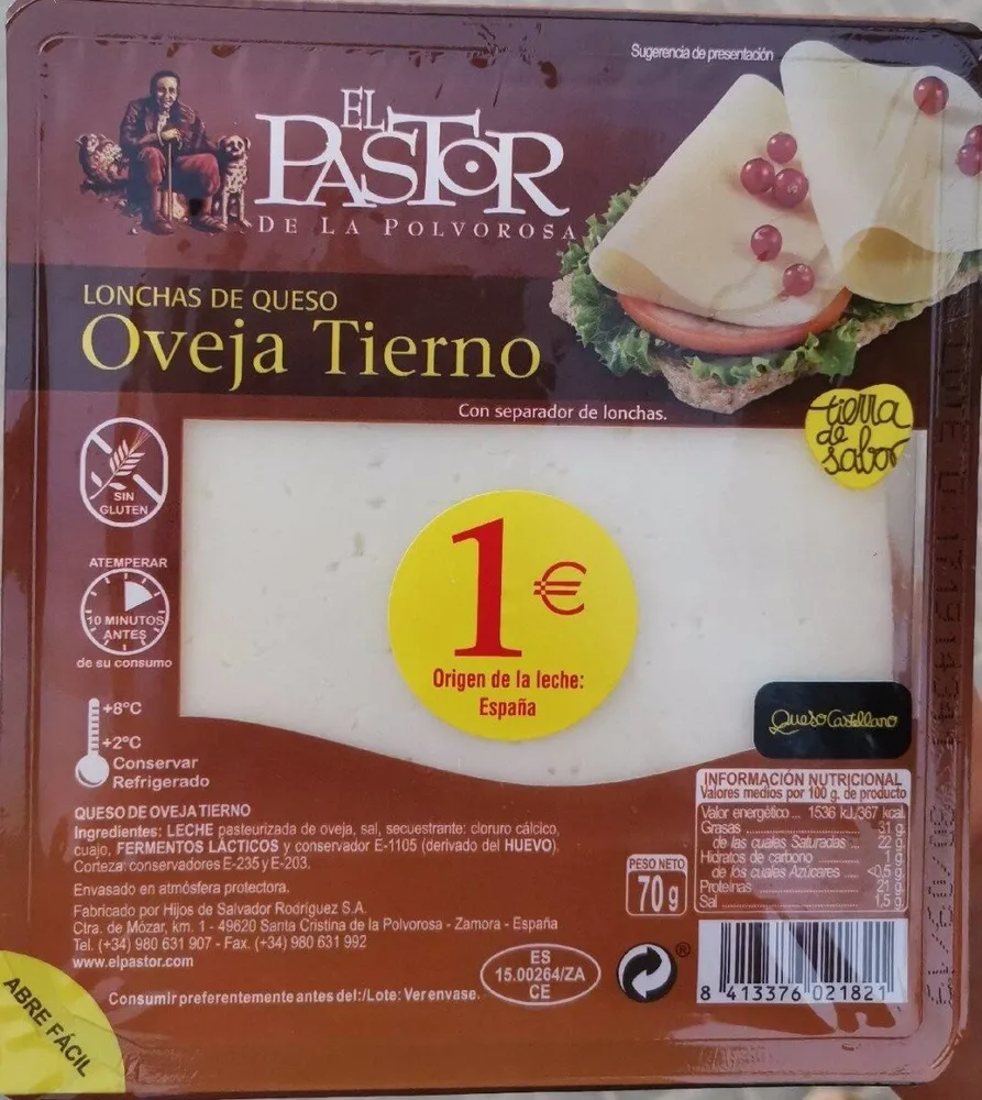 Lonchas de queso oveja tierno