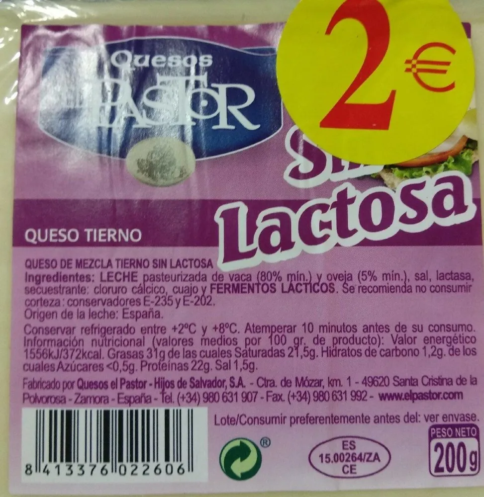 Queso sin lactosa
