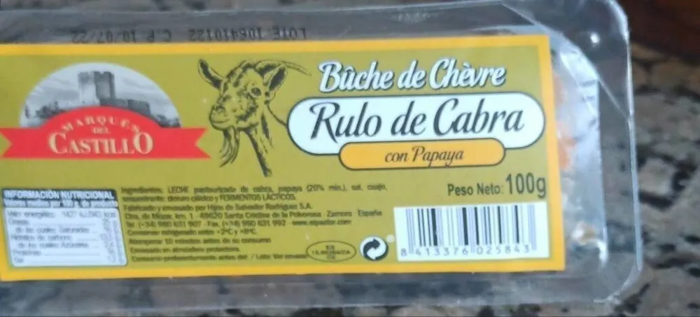 Rulo de cabra con papaya